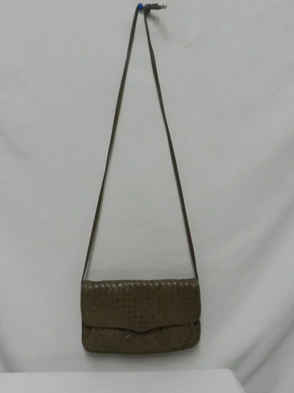 Parri Firenze Italy Vintage weave woven Soft Leather shoulder bag purse taupe